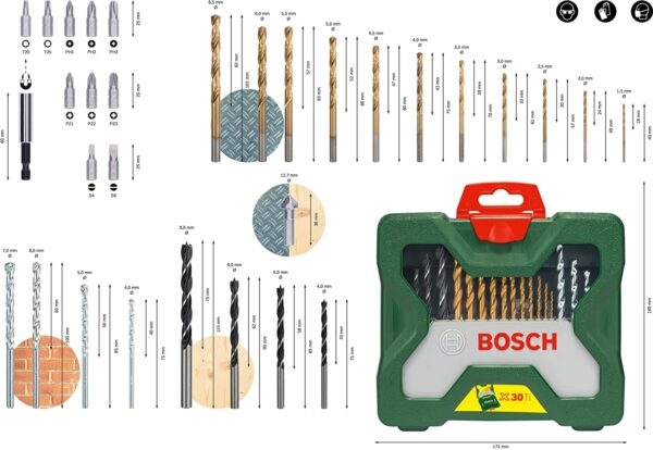 Bosch 30 Pieces Drill Bit Driver Bit Set | X30Ti | 2607019324