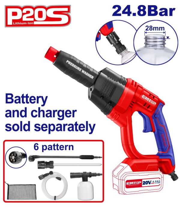 Emtop Cordless Pressure Washer ELPW2025012